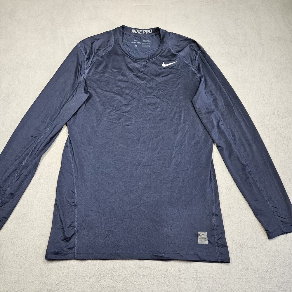 Nike Pro Shirt Mens Large Blue Fitted Dri Fit Stretch Lightweight Athletic Train